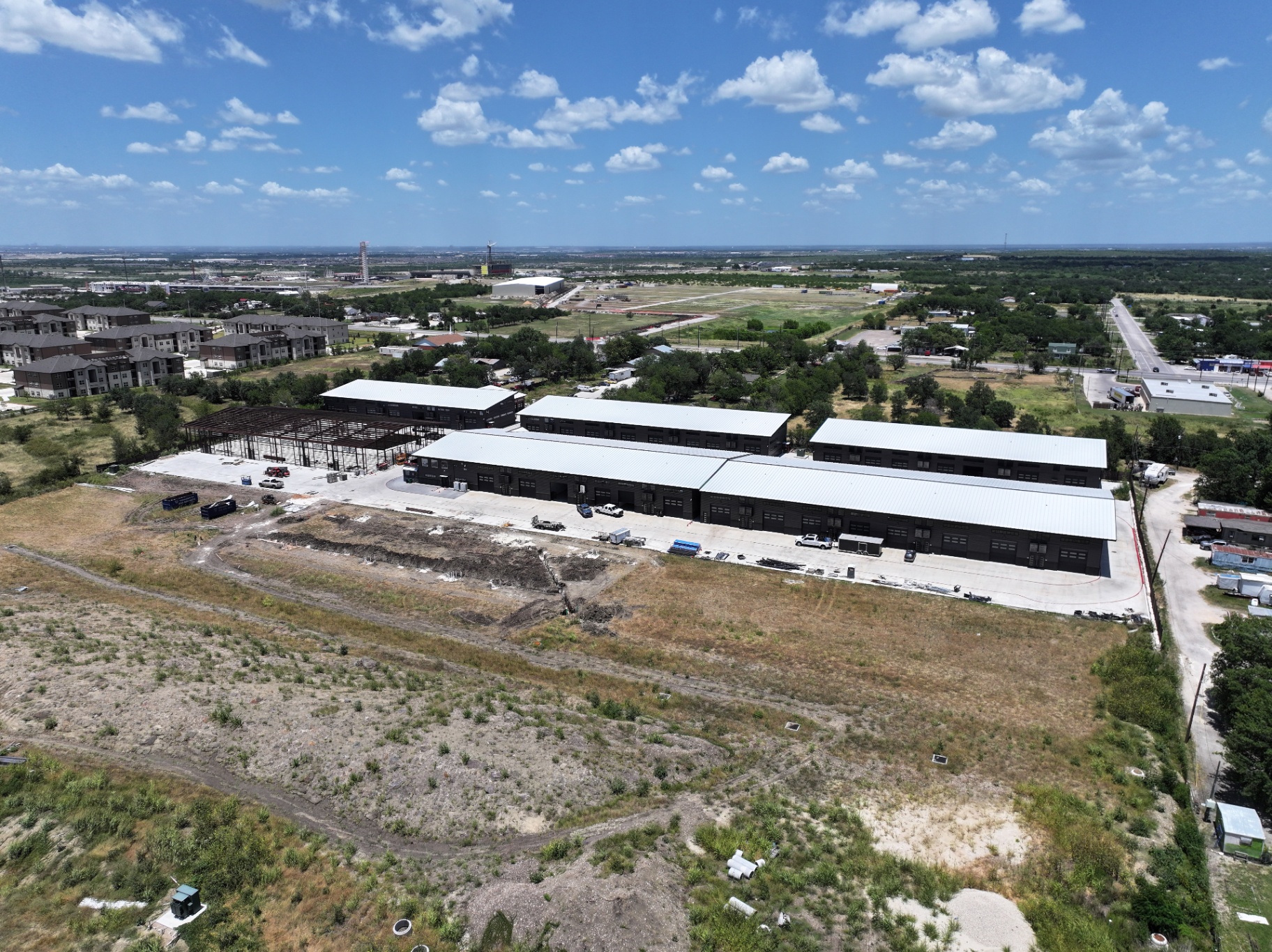 Aerial view of the Garages of the Americas property under construction